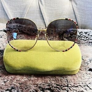 NWT Gucci oversized circular jeweled sunglasses.